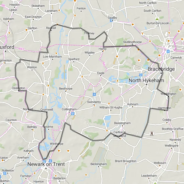 Map miniature of "The Hill Climb Challenge" cycling inspiration in Lincolnshire, United Kingdom. Generated by Tarmacs.app cycling route planner