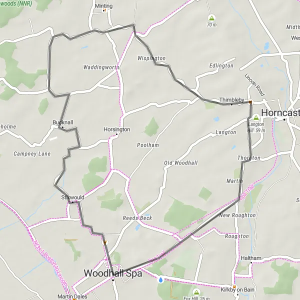 Map miniature of "Gautby Loop" cycling inspiration in Lincolnshire, United Kingdom. Generated by Tarmacs.app cycling route planner