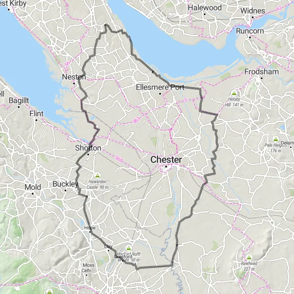 Map miniature of "Wirral Wonders" cycling inspiration in Merseyside, United Kingdom. Generated by Tarmacs.app cycling route planner