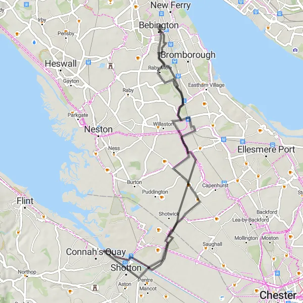 Map miniature of "Coastal Explorer: Wirral" cycling inspiration in Merseyside, United Kingdom. Generated by Tarmacs.app cycling route planner