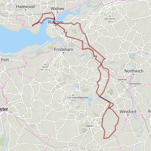 Map miniature of "Castle and Riverside Gravel Adventure" cycling inspiration in Merseyside, United Kingdom. Generated by Tarmacs.app cycling route planner