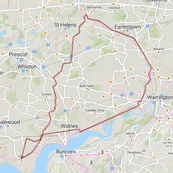 Map miniature of "Explore the Gravel Paths of Merseyside" cycling inspiration in Merseyside, United Kingdom. Generated by Tarmacs.app cycling route planner