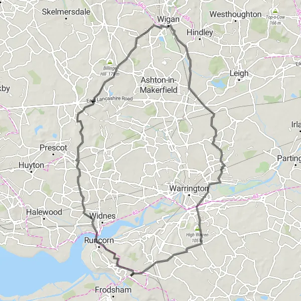 Map miniature of "Scenic Road Cycling Adventure" cycling inspiration in Merseyside, United Kingdom. Generated by Tarmacs.app cycling route planner