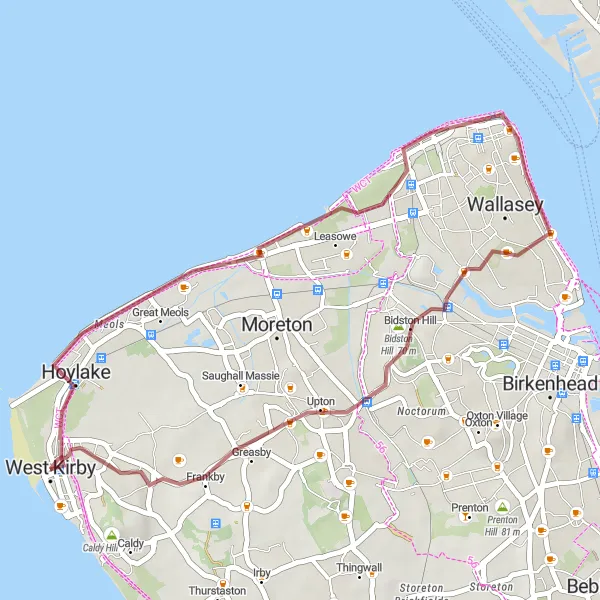 Map miniature of "Scenic Gravel Journey" cycling inspiration in Merseyside, United Kingdom. Generated by Tarmacs.app cycling route planner