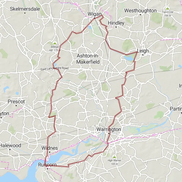 Map miniature of "Wigan Adventure and Waterside Beauty" cycling inspiration in Merseyside, United Kingdom. Generated by Tarmacs.app cycling route planner