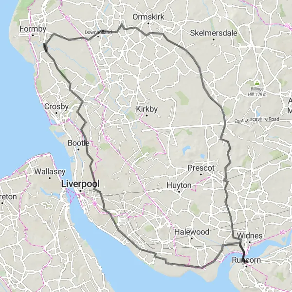 Map miniature of "Exploring Historic Sites and Cultural Gems" cycling inspiration in Merseyside, United Kingdom. Generated by Tarmacs.app cycling route planner