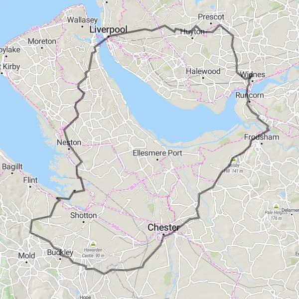 Map miniature of "Countryside Charm" cycling inspiration in Merseyside, United Kingdom. Generated by Tarmacs.app cycling route planner