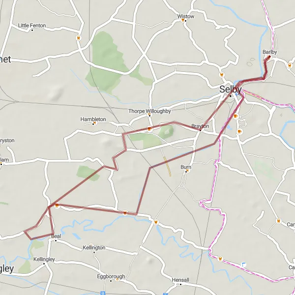 Map miniature of "The Haddlesey Loop" cycling inspiration in North Yorkshire, United Kingdom. Generated by Tarmacs.app cycling route planner