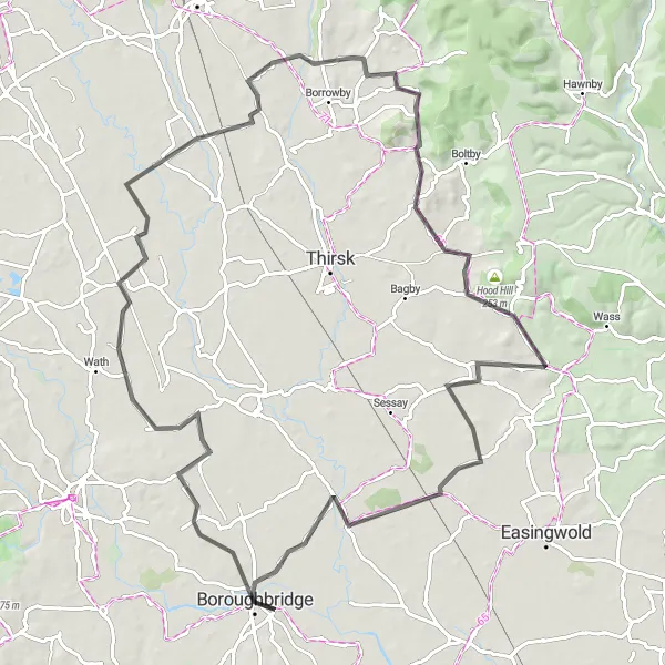 Map miniature of "Dishforth and Snape Hill Loop" cycling inspiration in North Yorkshire, United Kingdom. Generated by Tarmacs.app cycling route planner