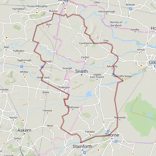 Map miniature of "Thorne Loop" cycling inspiration in North Yorkshire, United Kingdom. Generated by Tarmacs.app cycling route planner