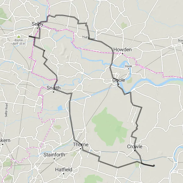 Map miniature of "Selby Skate" cycling inspiration in North Yorkshire, United Kingdom. Generated by Tarmacs.app cycling route planner