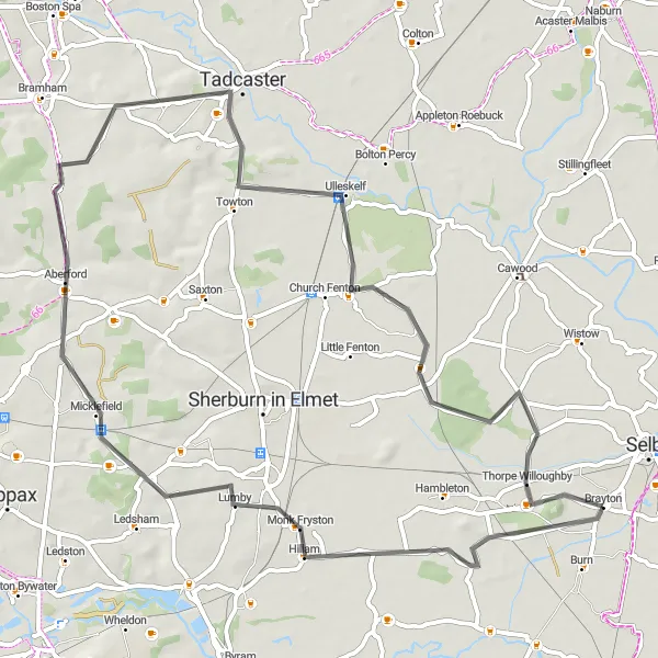 Map miniature of "Duffield Circuit" cycling inspiration in North Yorkshire, United Kingdom. Generated by Tarmacs.app cycling route planner