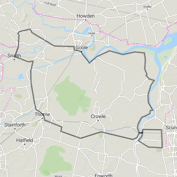Map miniature of "Scenic River Tour and Historic Landmarks" cycling inspiration in North Yorkshire, United Kingdom. Generated by Tarmacs.app cycling route planner