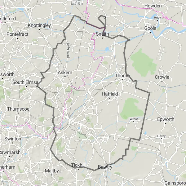 Map miniature of "Challenging Hills and Historical Treasures" cycling inspiration in North Yorkshire, United Kingdom. Generated by Tarmacs.app cycling route planner