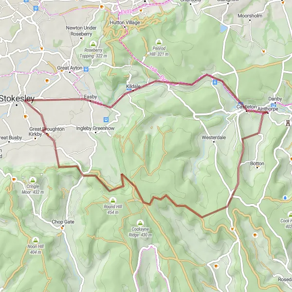 Map miniature of "Danby to Castleton" cycling inspiration in North Yorkshire, United Kingdom. Generated by Tarmacs.app cycling route planner