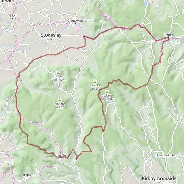 Map miniature of "Scenic Moors and Valleys" cycling inspiration in North Yorkshire, United Kingdom. Generated by Tarmacs.app cycling route planner
