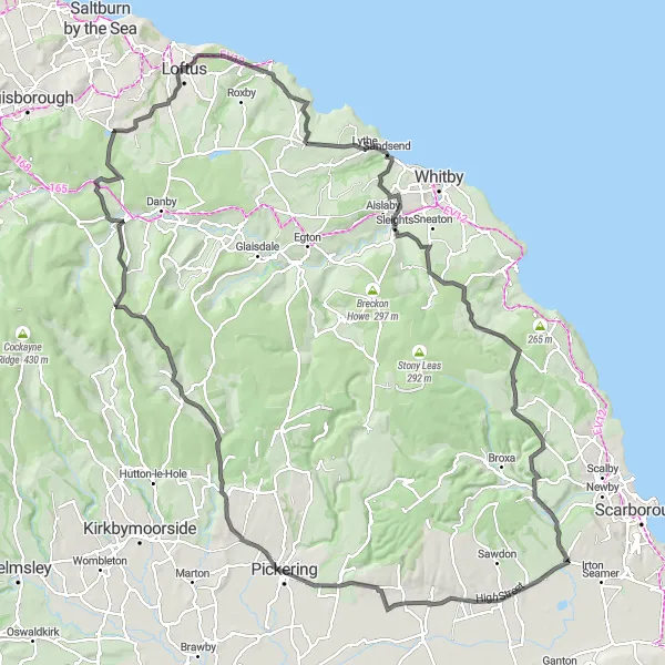 Map miniature of "Challenging Ride Through West Ayton and Pickering" cycling inspiration in North Yorkshire, United Kingdom. Generated by Tarmacs.app cycling route planner