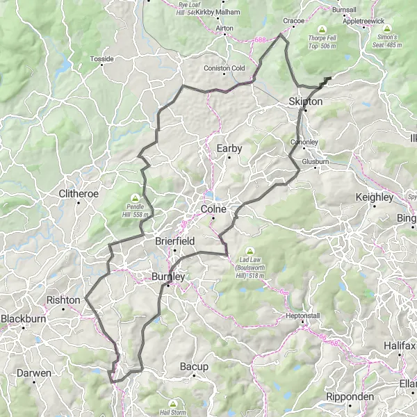 Map miniature of "The Best of the Yorkshire Dales" cycling inspiration in North Yorkshire, United Kingdom. Generated by Tarmacs.app cycling route planner