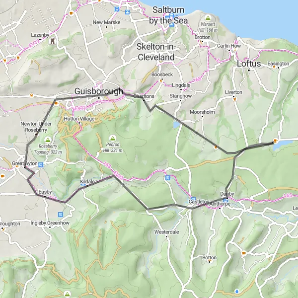 Map miniature of "A Tale of Hills and Valleys" cycling inspiration in North Yorkshire, United Kingdom. Generated by Tarmacs.app cycling route planner