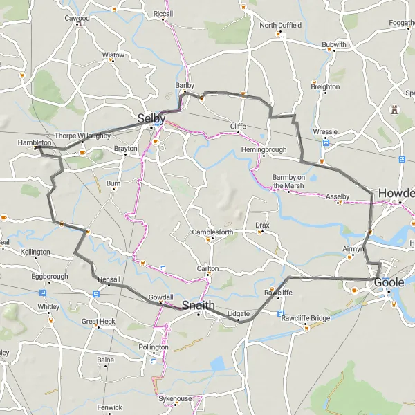 Map miniature of "The Hambleton Loop" cycling inspiration in North Yorkshire, United Kingdom. Generated by Tarmacs.app cycling route planner