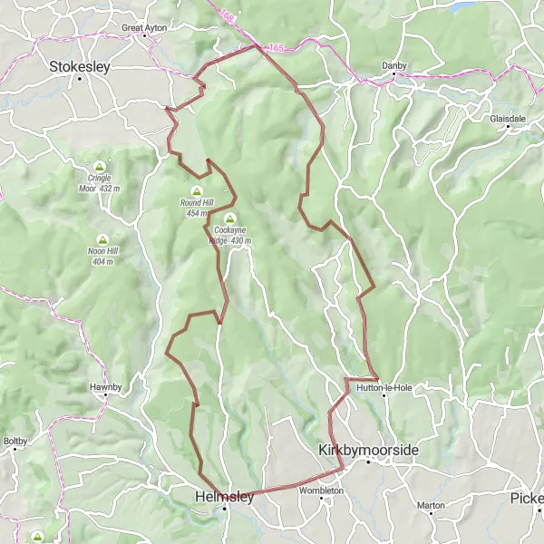 Map miniature of "Helmsley Gravel Loop" cycling inspiration in North Yorkshire, United Kingdom. Generated by Tarmacs.app cycling route planner