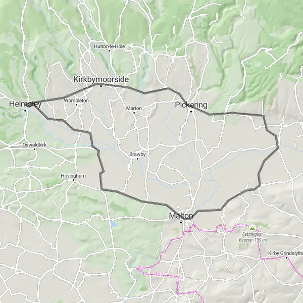 Map miniature of "The Countryside Loop: A Road Adventure" cycling inspiration in North Yorkshire, United Kingdom. Generated by Tarmacs.app cycling route planner