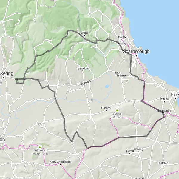 Map miniature of "Enchanting Woodlands and Majestic Moorlands" cycling inspiration in North Yorkshire, United Kingdom. Generated by Tarmacs.app cycling route planner