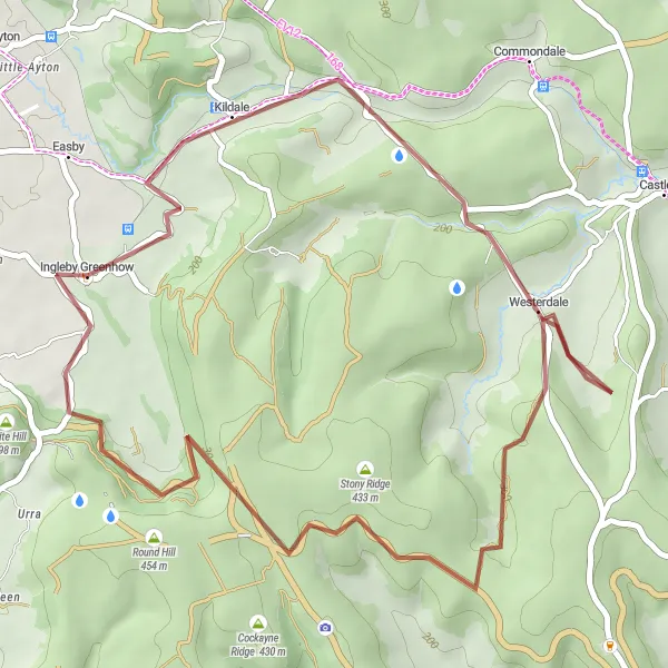 Map miniature of "Explore the Wild" cycling inspiration in North Yorkshire, United Kingdom. Generated by Tarmacs.app cycling route planner