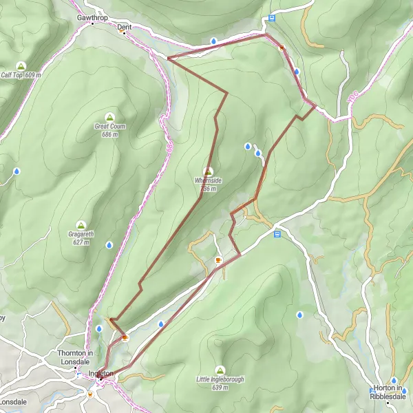 Map miniature of "The Scar End Gravel Adventure" cycling inspiration in North Yorkshire, United Kingdom. Generated by Tarmacs.app cycling route planner