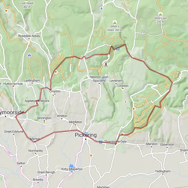 Map miniature of "North Yorkshire Gravel Loop" cycling inspiration in North Yorkshire, United Kingdom. Generated by Tarmacs.app cycling route planner