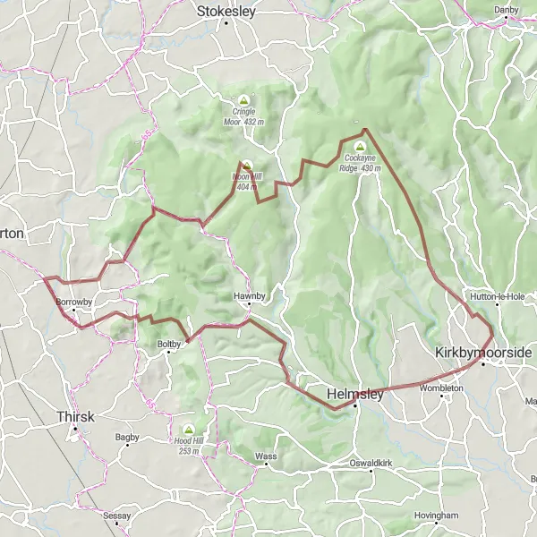Map miniature of "The Gravel Adventure" cycling inspiration in North Yorkshire, United Kingdom. Generated by Tarmacs.app cycling route planner