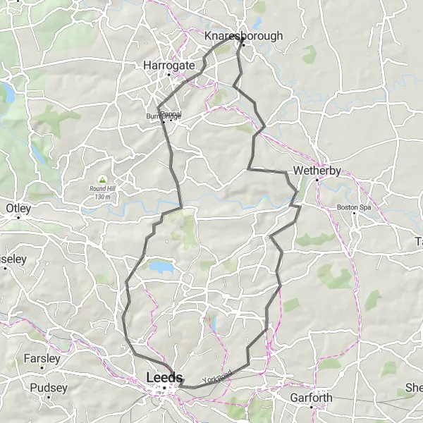 Map miniature of "Scenic Yorkshire" cycling inspiration in North Yorkshire, United Kingdom. Generated by Tarmacs.app cycling route planner