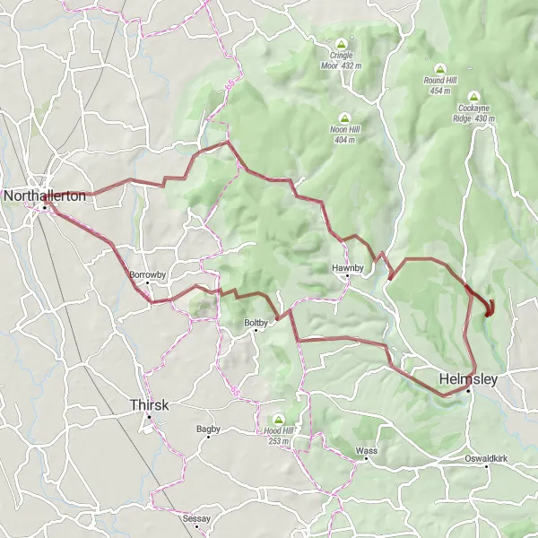 Map miniature of "Northallerton to Borrowby" cycling inspiration in North Yorkshire, United Kingdom. Generated by Tarmacs.app cycling route planner