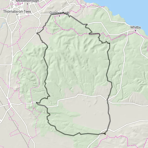 Map miniature of "Norton Epic Loop" cycling inspiration in North Yorkshire, United Kingdom. Generated by Tarmacs.app cycling route planner