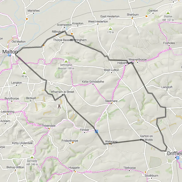 Map miniature of "Yorkshire Countryside Tour" cycling inspiration in North Yorkshire, United Kingdom. Generated by Tarmacs.app cycling route planner