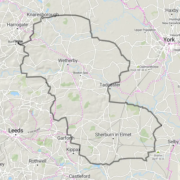 Map miniature of "The Calcutt Challenge" cycling inspiration in North Yorkshire, United Kingdom. Generated by Tarmacs.app cycling route planner