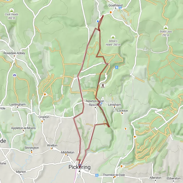 Map miniature of "Mallyan Spout and Newton upon Rawcliffe Gravel Exploration" cycling inspiration in North Yorkshire, United Kingdom. Generated by Tarmacs.app cycling route planner