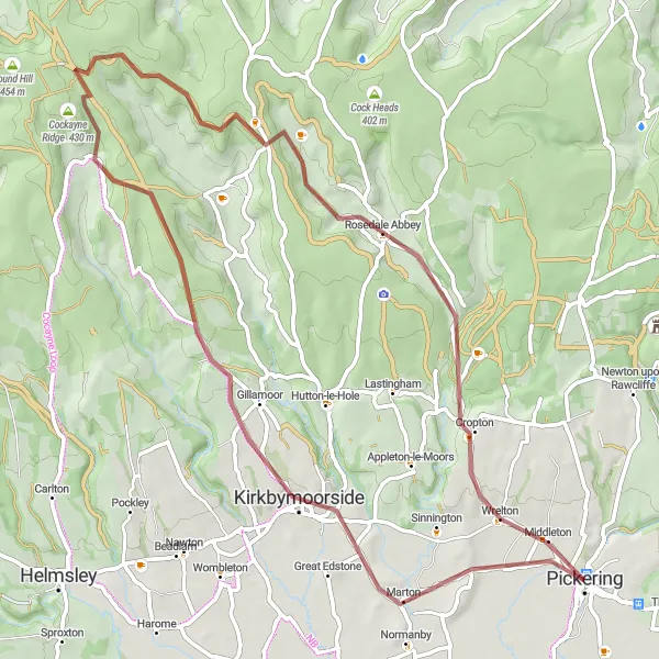Map miniature of "The Yorkshire Valley Gravel Loop" cycling inspiration in North Yorkshire, United Kingdom. Generated by Tarmacs.app cycling route planner