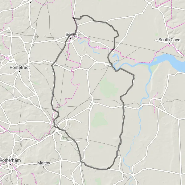 Map miniature of "Exploring the Ouse and Humber" cycling inspiration in North Yorkshire, United Kingdom. Generated by Tarmacs.app cycling route planner