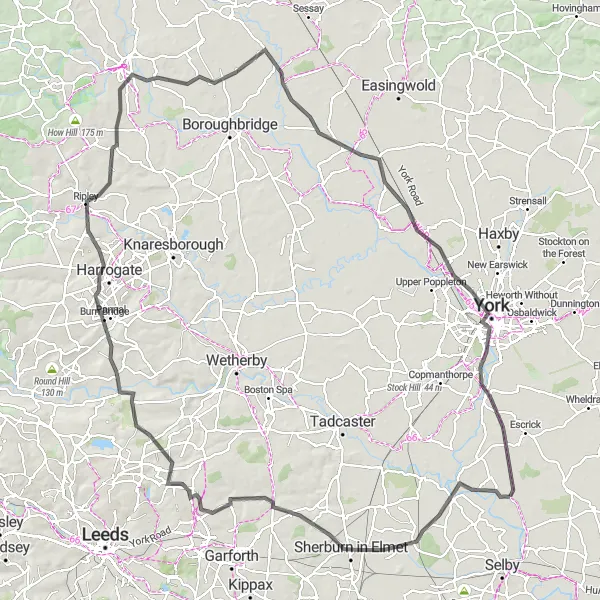Map miniature of "Yorkshire Escapade" cycling inspiration in North Yorkshire, United Kingdom. Generated by Tarmacs.app cycling route planner