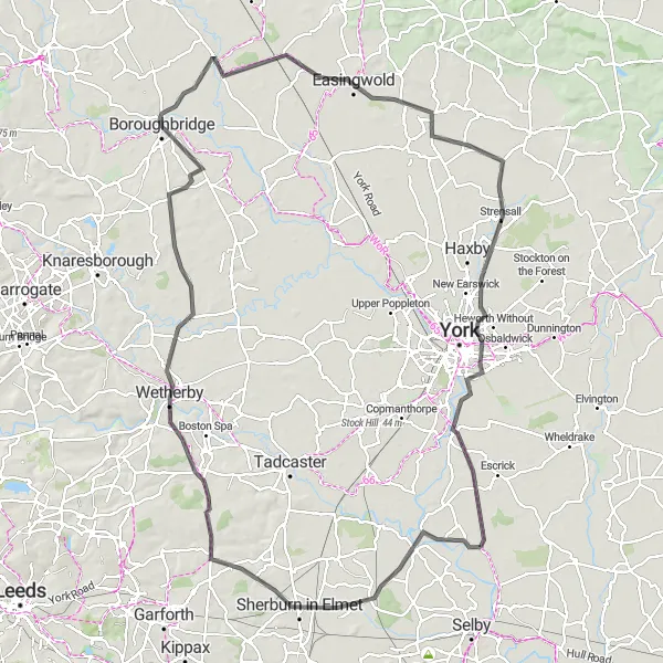 Map miniature of "Exploring the Yorkshire Heartland" cycling inspiration in North Yorkshire, United Kingdom. Generated by Tarmacs.app cycling route planner