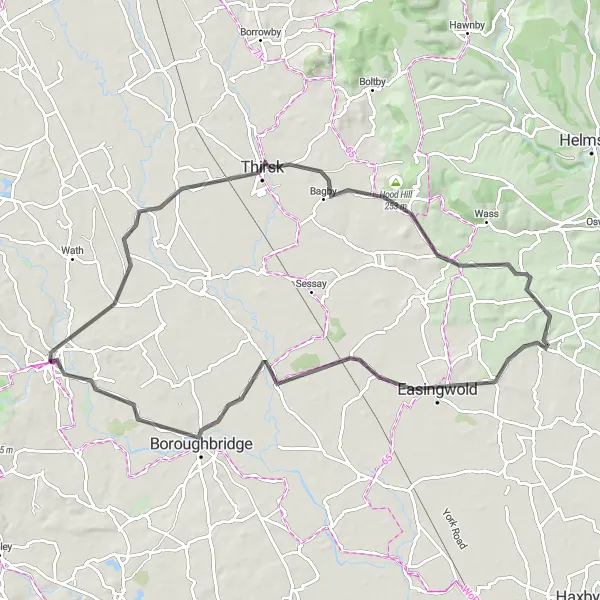 Map miniature of "Ripon to Easingwold Circuit" cycling inspiration in North Yorkshire, United Kingdom. Generated by Tarmacs.app cycling route planner