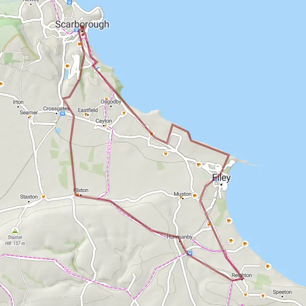 Map miniature of "Coastal Gravel Adventure" cycling inspiration in North Yorkshire, United Kingdom. Generated by Tarmacs.app cycling route planner