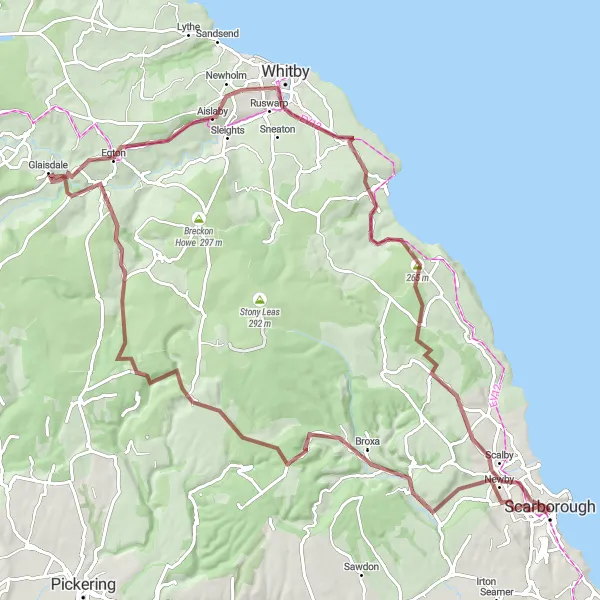 Map miniature of "Moors and Coast Gravel Challenge" cycling inspiration in North Yorkshire, United Kingdom. Generated by Tarmacs.app cycling route planner