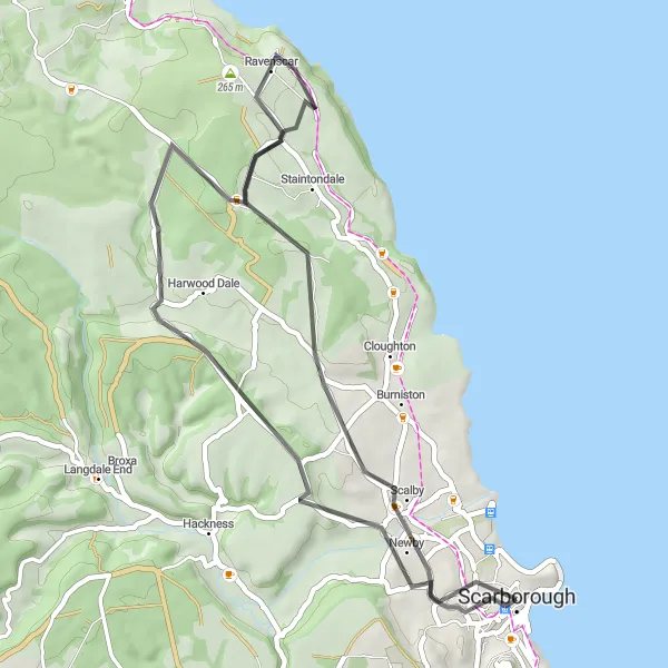 Map miniature of "On the Edge" cycling inspiration in North Yorkshire, United Kingdom. Generated by Tarmacs.app cycling route planner