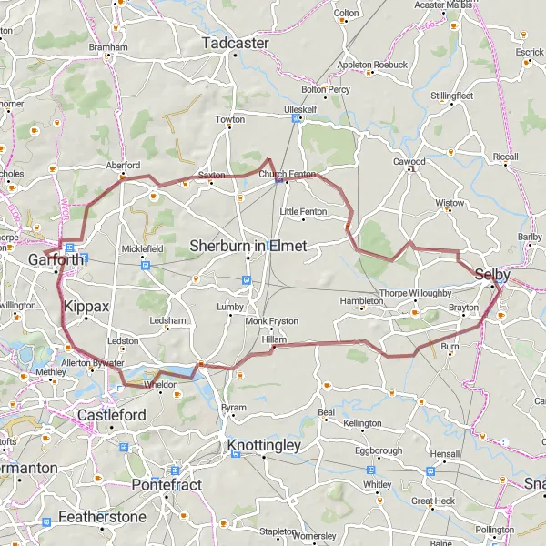 Map miniature of "Hillam and Beyond" cycling inspiration in North Yorkshire, United Kingdom. Generated by Tarmacs.app cycling route planner