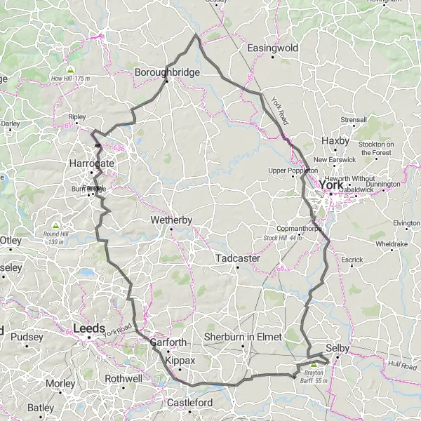 Map miniature of "Yorkshire Countryside Explorer" cycling inspiration in North Yorkshire, United Kingdom. Generated by Tarmacs.app cycling route planner