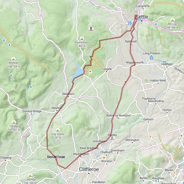 Map miniature of "Giggleswick Loop Adventure" cycling inspiration in North Yorkshire, United Kingdom. Generated by Tarmacs.app cycling route planner