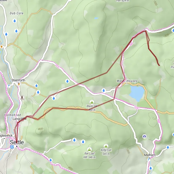 Map miniature of "The Giggleswick Loop" cycling inspiration in North Yorkshire, United Kingdom. Generated by Tarmacs.app cycling route planner