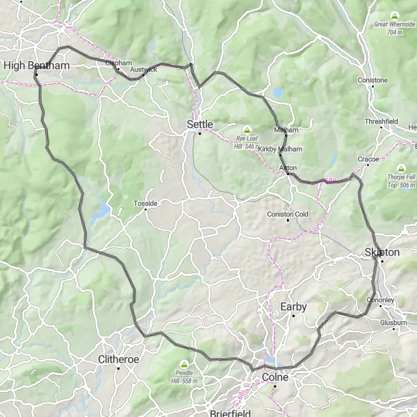 Map miniature of "The Ultimate Road Challenge" cycling inspiration in North Yorkshire, United Kingdom. Generated by Tarmacs.app cycling route planner